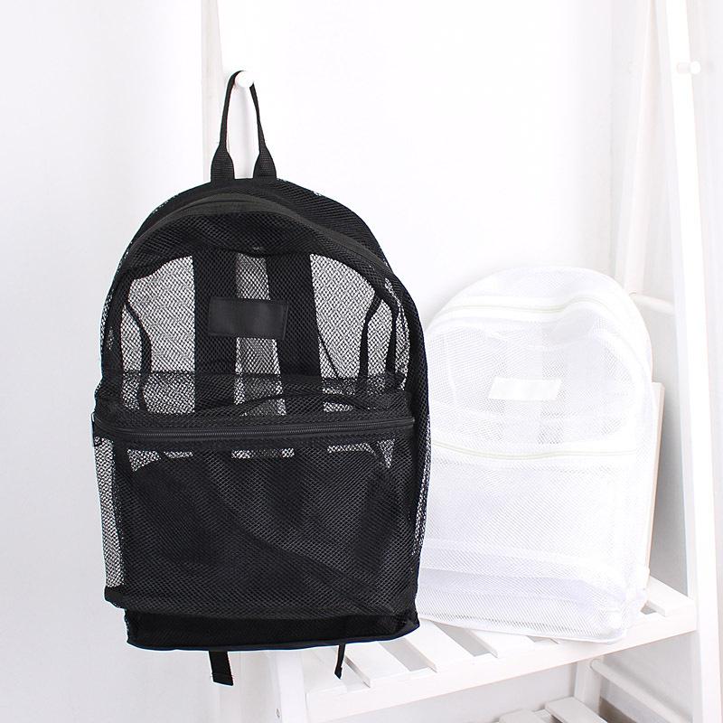 

Backpack Fashion Korea Hollow Out Women Transparent Mesh For Boys And Girls Light Weight Rucksack Travel Shoulder Bag, Black