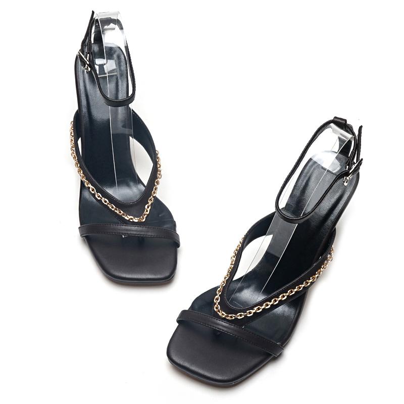 

Summer Fashion Brief Ankle Strap Sexy Metal Decoration Leather Women Gladiator Sandals Stripper Shoes Size 33-42, Brown 6cm