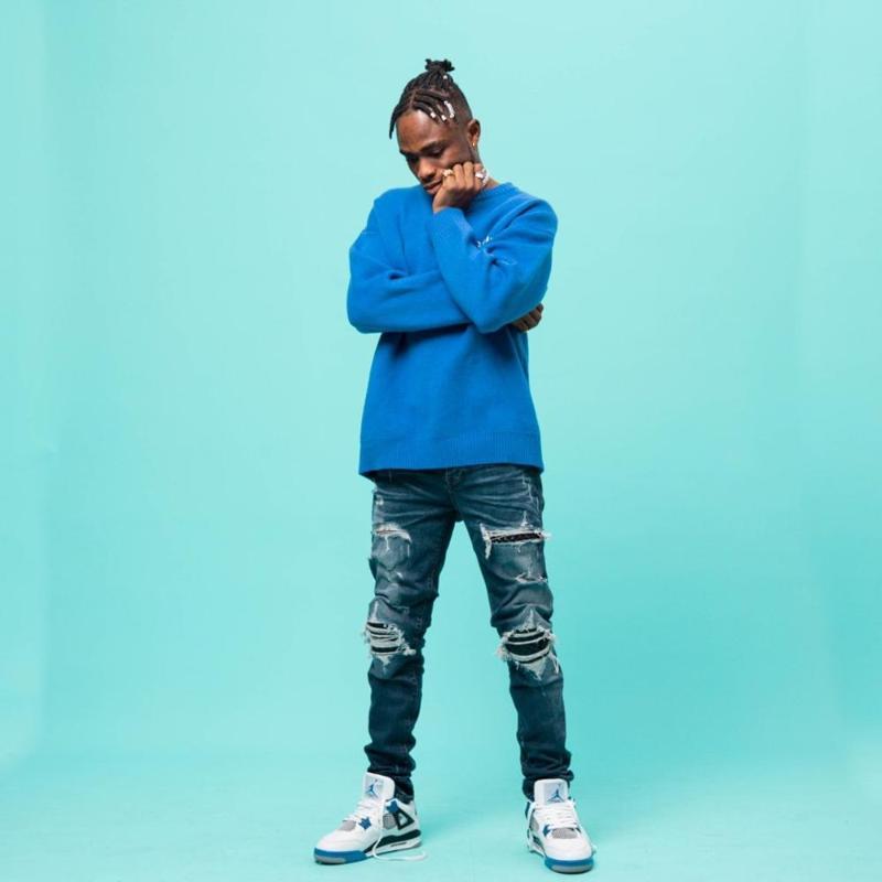 

2020 winter men jeans slim-fit cotton ripped holes folds high street trousers denim trousers hip-hop pants, Blue