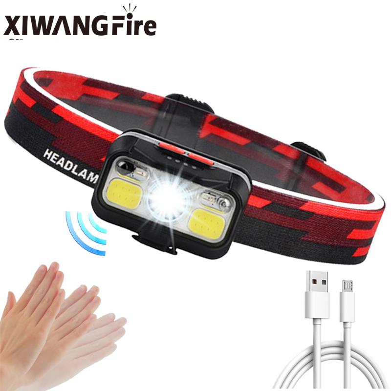 

Headlamps Sensor Headlight Super Bright COB LED Headlamp Waterproof Built-in Battery USB Rechargeable Lantern Multi-function Fishing Light