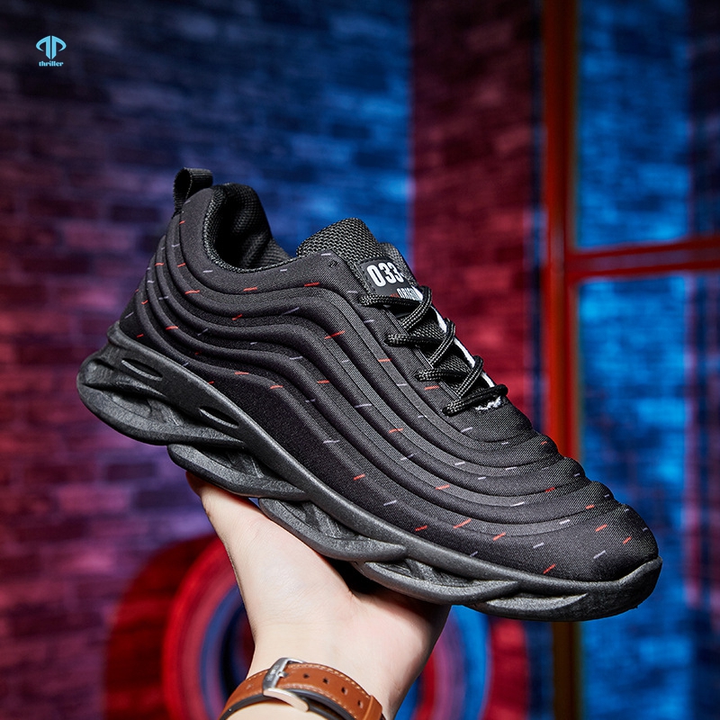 

THRILLER Men Spring Blade Running Shoes Large Size Casual Korean Trendy Sports Rubber Soles Gym Sneakers