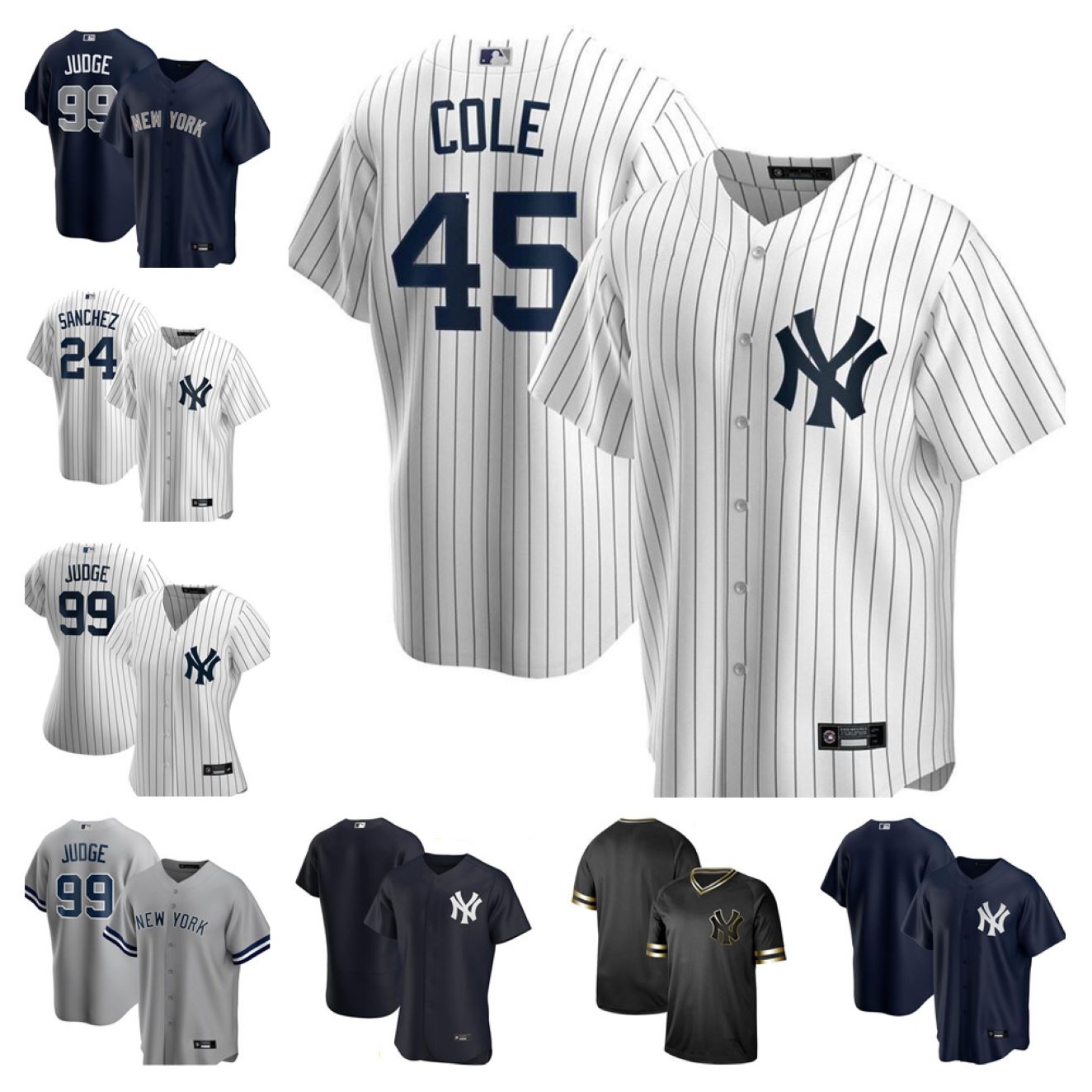 

2021 Men Women kids YANKEES 99 Aaron Judge Jersey 45 Gerrit Cole 25 Gleyber Torres Giancarlo Stanton Sanchez Sabathia DJ LeMahieu Baseball Jerseys, Blue;black