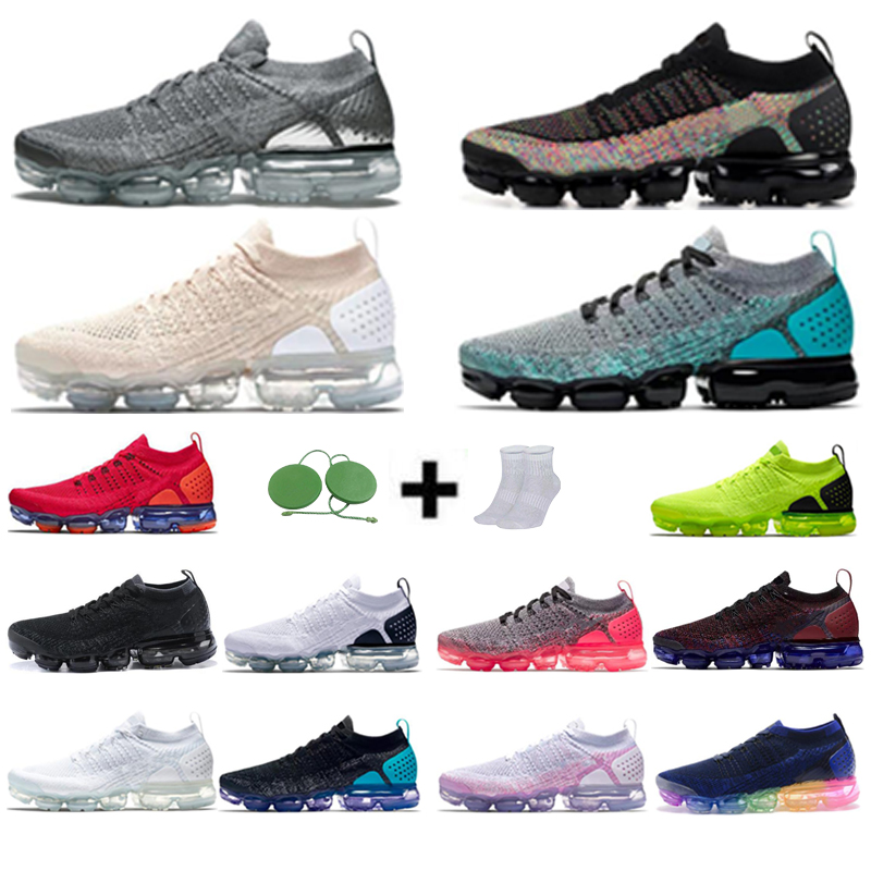 

Running shoes fly 2.0 men women Triple White Black Multicolor chrome Dusty Cactus hydrogen blue Light Cream sneakers mens trainers sport size 36-45