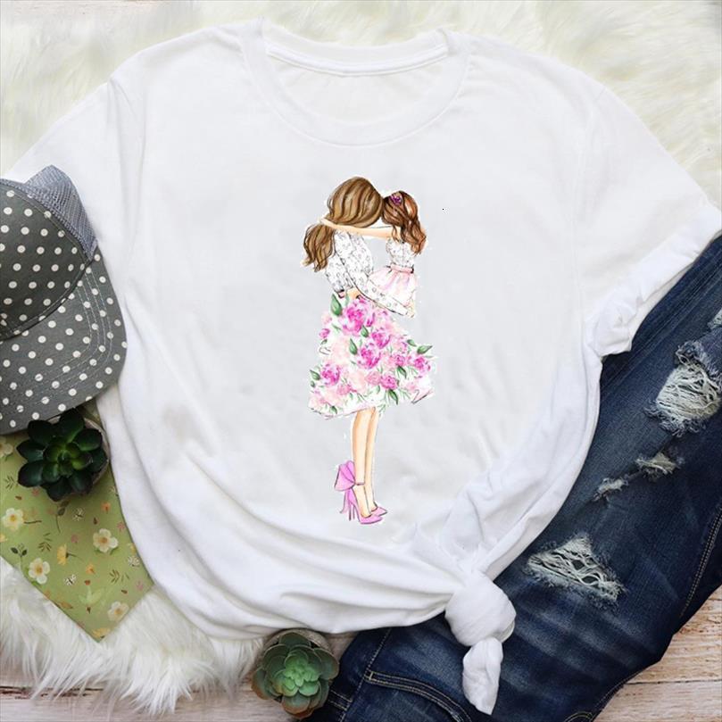 

and women mom daughter men girl floral cute printing mama cartoon mother graphic tees print lady female t shirt, White;black