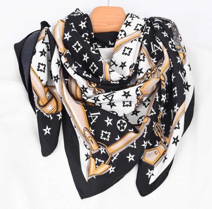 

Fashion Brand Classic Simple Letter Design Satin Luxury Square Scarf Outdoor Shawl Silk Turban Beach Wrap Women Scarves315C