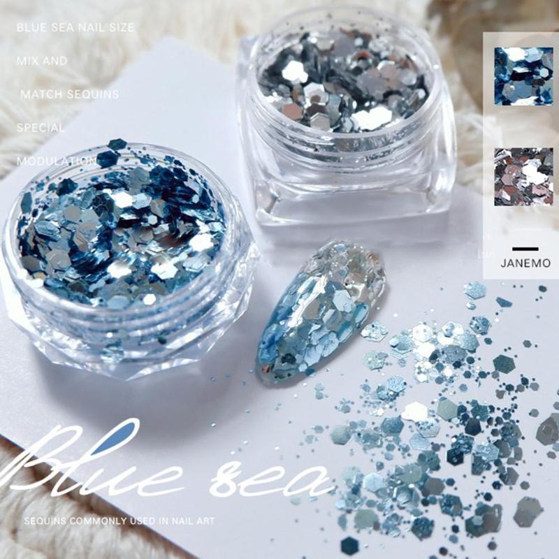 

Nail Glitter Ocean Mermaid Flakes Sparkly Holographic Mix Laser Hexagon Colorful Sequins Spangles Polish Manicure Art Decor