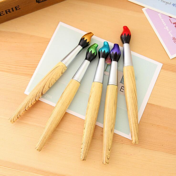 

6Pcs Creative Novelty Brush Shape Ballpoint Pen Kawaii Kids Office School Wooden Supplies Funny Pretty Child Toy Drawing Pens, Blue;orange