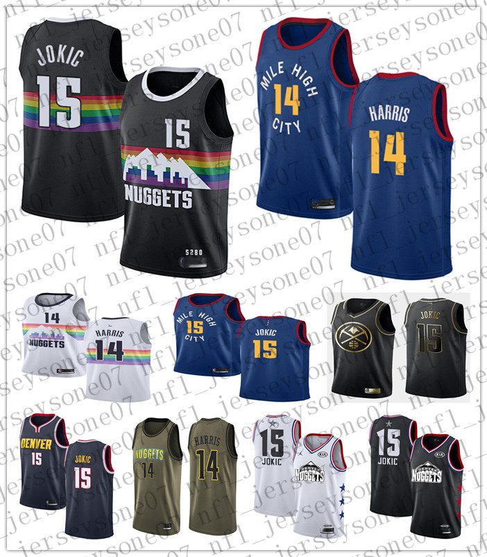 

Custom Denver Nuggetss Mens women youth 14 Gary Harris 15 Carmelo Anthony blue navy Throwback Basketball jersey, Black