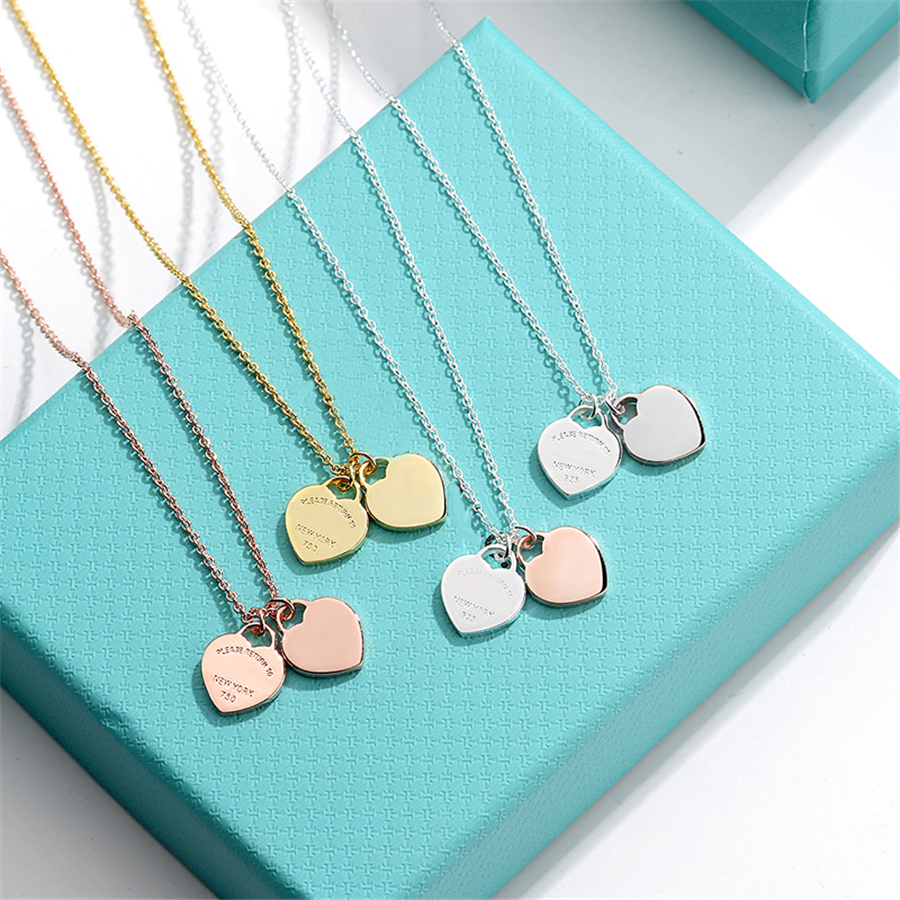 

Tiff s925 sterling silver pendant jewelry high-end craftsmanship, with official logo blue heart necklace wholesale