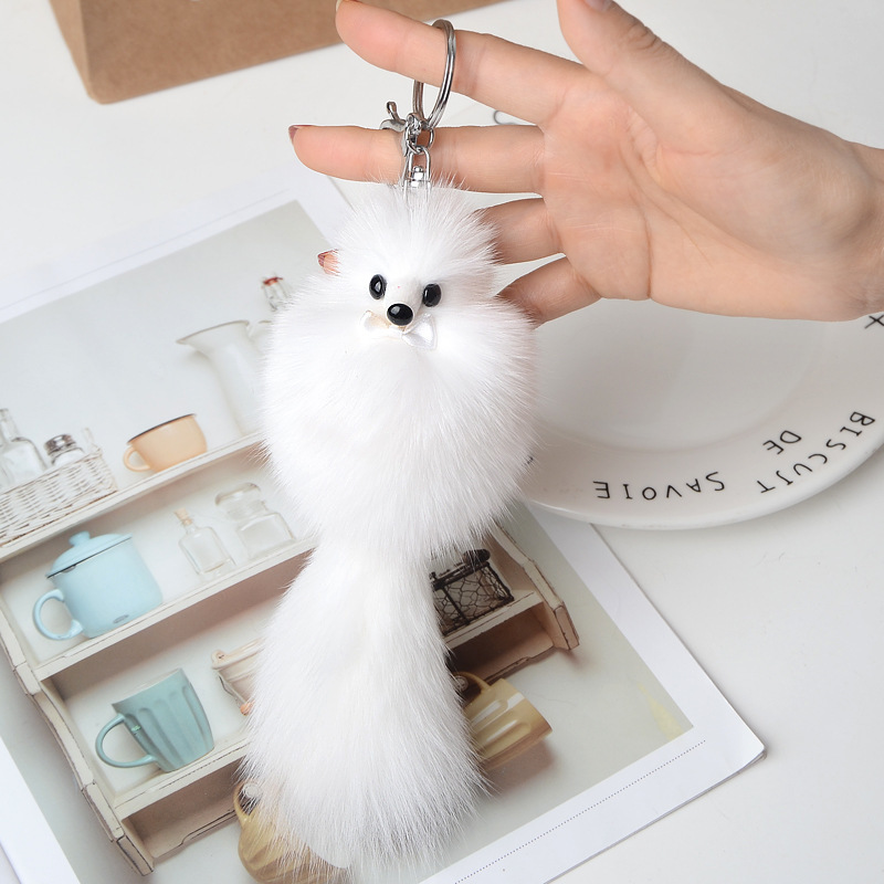 

Cute Real Rex Rabbit Fur Keychain Luxury Car Key Pendant Fluffy Pompom Fox Trinket Bag Ornament Charm Keyring Jewelry Gifts