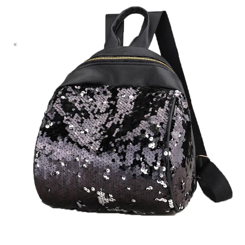 

Backpack Women Girl Travel Rucksack Shoulder Shiny Sequins School Bags Bag Crossbody Messenger For, Black