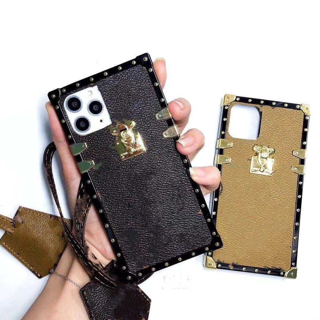 

luxury Top fashion phone cases for coque iphone 13 12 Pro Max 12 mini 11 XR X XS Max 7 8 plus case PU leather Phone shell cover with Lanyard, 3 light brown