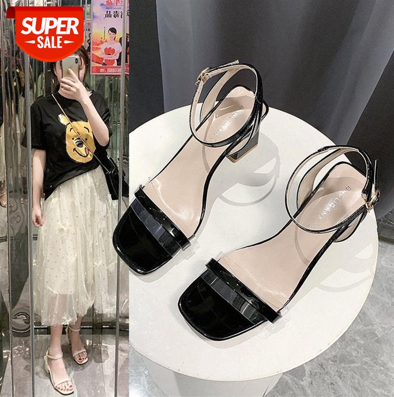 

Thick-heeled sandals female fairy style fashionable open-toed transparent high-heeled shoes #NE6g, Black