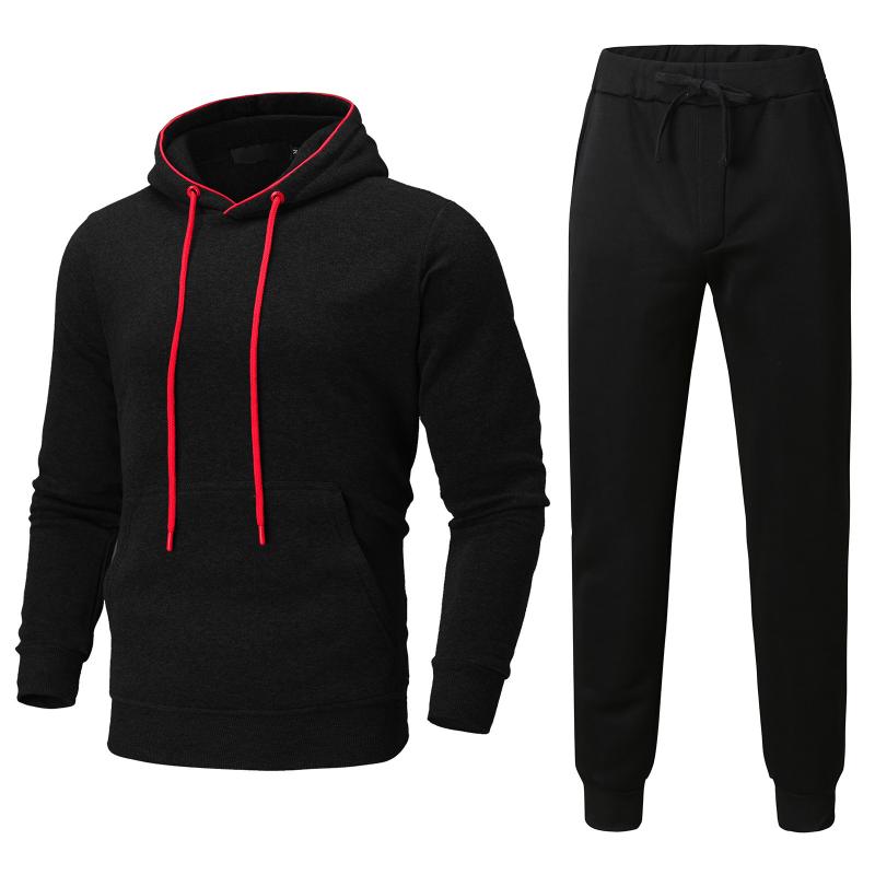 

Men's Tracksuits Hooded Trousers Suit Color Spring&Winter Long Solid Sleeved And Top Men Suits & Sets Slim Fit, Gray
