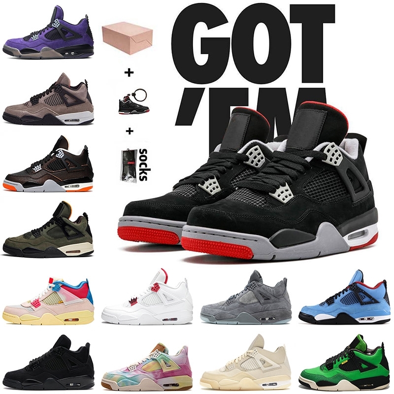 

WITH BOX JUMPMAN 4 4s Bred Basketball Shoes Mens Womens Undefeated Starfish Cactus Jack Sail Black Cat KAWS Grey Off Trainers Sneakers 36-47, D26 silt red 40-47