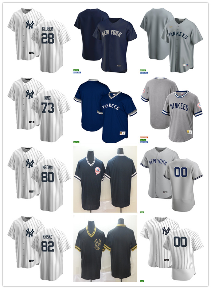 

Men Women Youth New York Yankees 73 Michael King 28 Corey Kluber 82 Brooks Kriske 80 Luis Medina Custom Baseball Jersey Blan, Blue;black