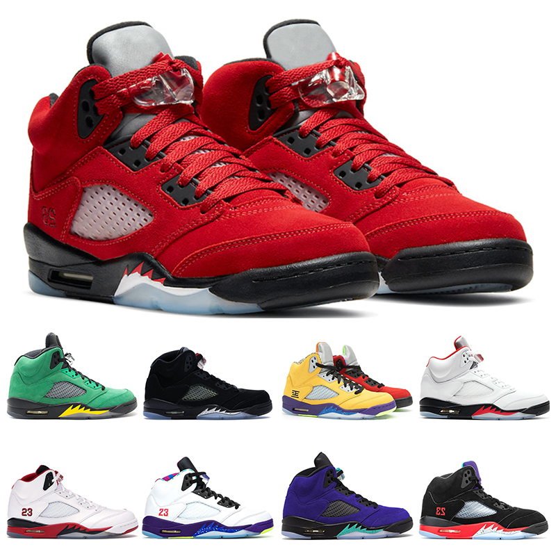 

Raging Bull basketball shoes for men 5 5s What The Alternate Grape White Cement Fire Red Metallic SIlver jumpman sports sneakers with box, White;red