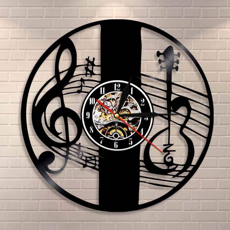 

Wall Clocks Treble Clef Music Note Art Clock Musical Instrument Violin Key Record Classical Home Decor Gift