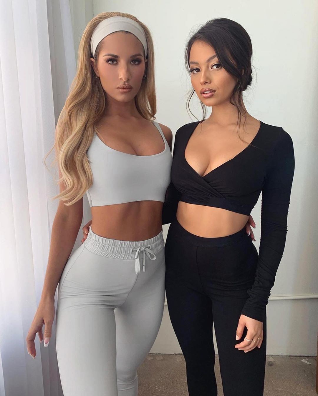 

Women' Hoodies & Sweatshirts 100901 Two Piece Set Women Evening Party Sexy Crop Top And Long Pants High Waist Summer Casual 2 Sui, Beige