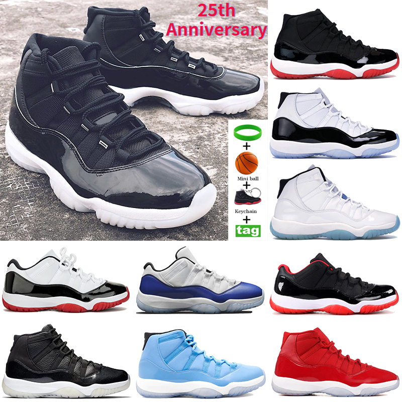 

Top quality 11 11s basketball shoes High 25th Anniversary bred concord 45 space jam sneakers low legend blue men women trainers 36-47, Bubble wrap packaging
