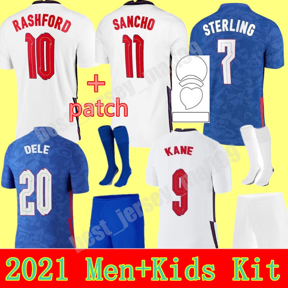 

2021 national team soccer jersey European Cup youth child KANE STERLING RASHFORD SANCHO HENDERSON BARKLEY 21 22 football shirts Men+kids kit sets uniforms, Away+euro cup patch men