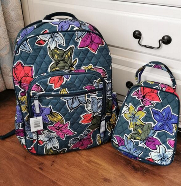 

New arrival Flower Pattern Campus Backpack School Bags with lunch bag, Multi
