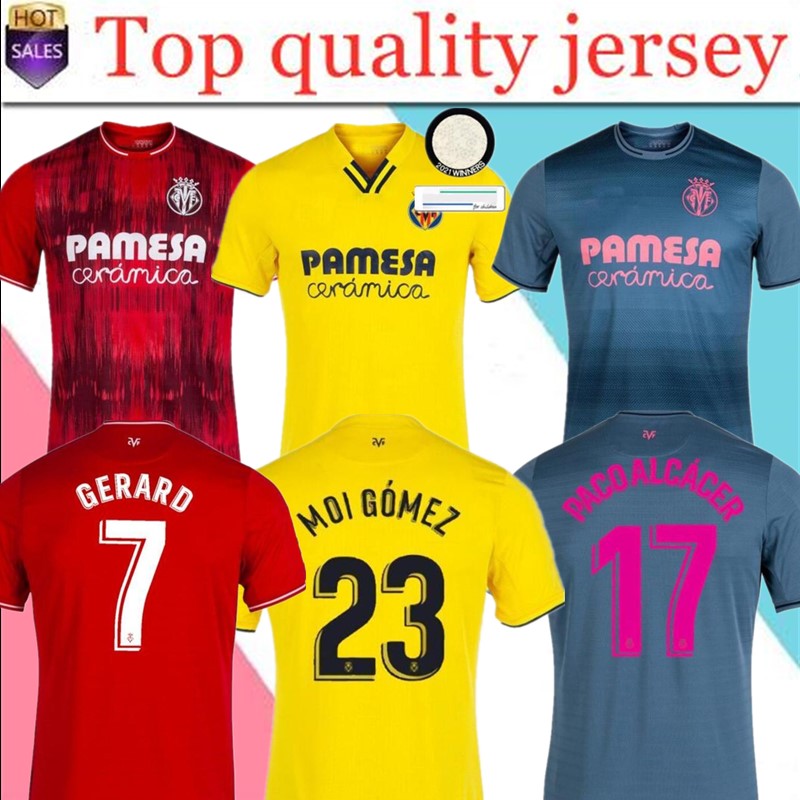 

thailand 21 22 villarreal cf home soccer jerseys gerard paco alcacer chukwueze camiseta dia a.pedraza yeremi blue football uniform, Black;yellow