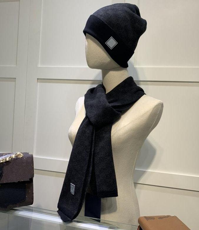 

Fashion style Spring/summer knitted cashmere scarfs hat set Autumn women's bonnet long scarf