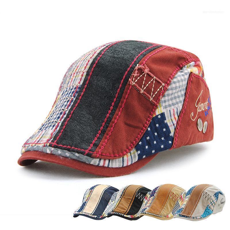 

Berets Fashion Cotton Cap Men's European And American British Casual Wild Stitching Sun Beret1, Black