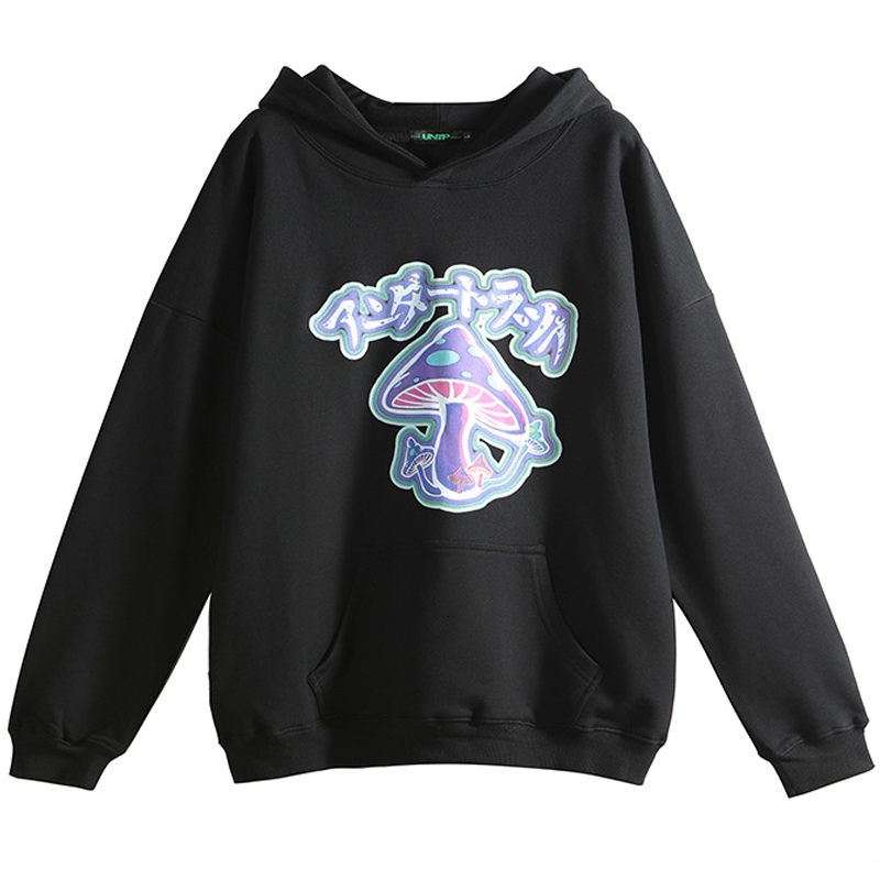 

men's hoodies & sweatshirts male hip hop hoodie, hooded sweatshirt, mushroom colours, black cotton jacket, autumn and winter jaqt