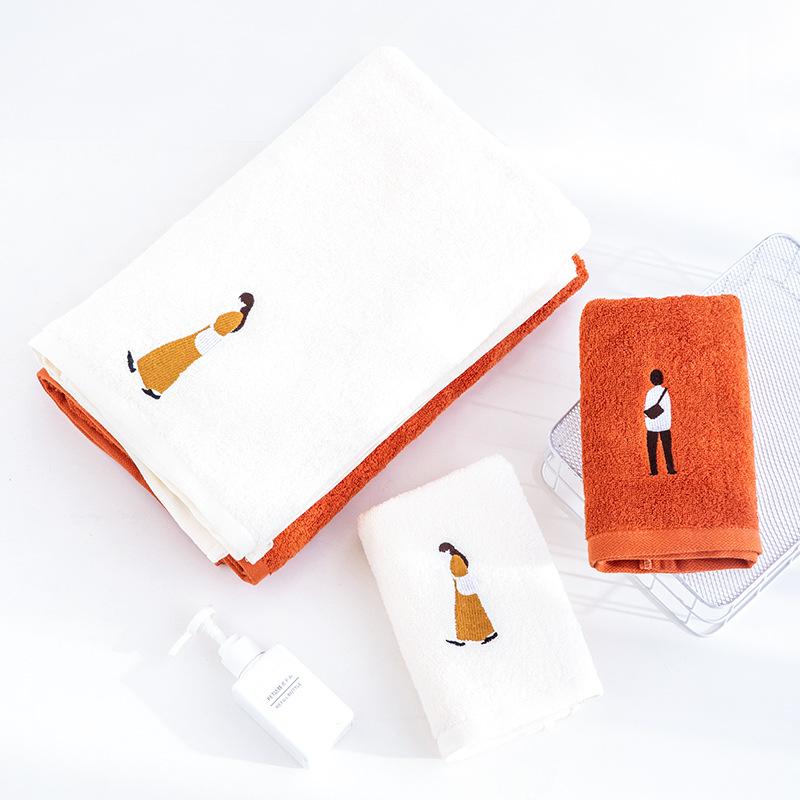 

Towel 100% Cotton Girl -Boy -Cute Carton Face Bath Soft And Comfortable For Child's Delicate Skin, Orange