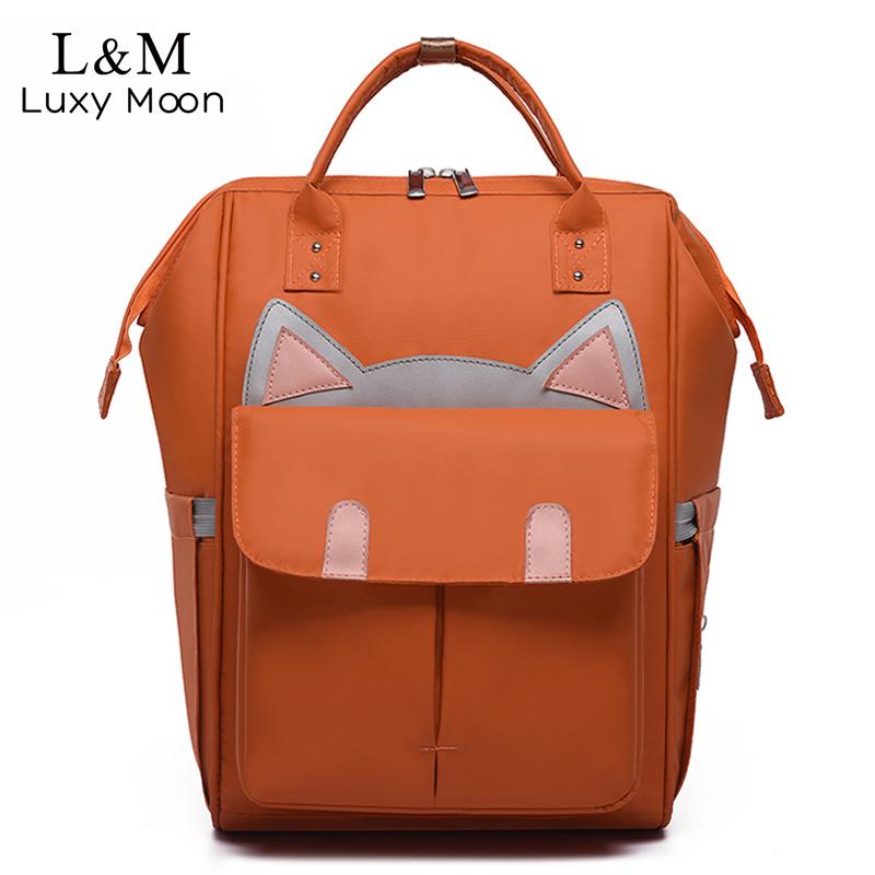 

Fashion Cartoon Cat Backpack Female Mummy Maternity Nappy Bag Big Mom Anti Theft Travel Diaper For Baby Care XA420H School Bags