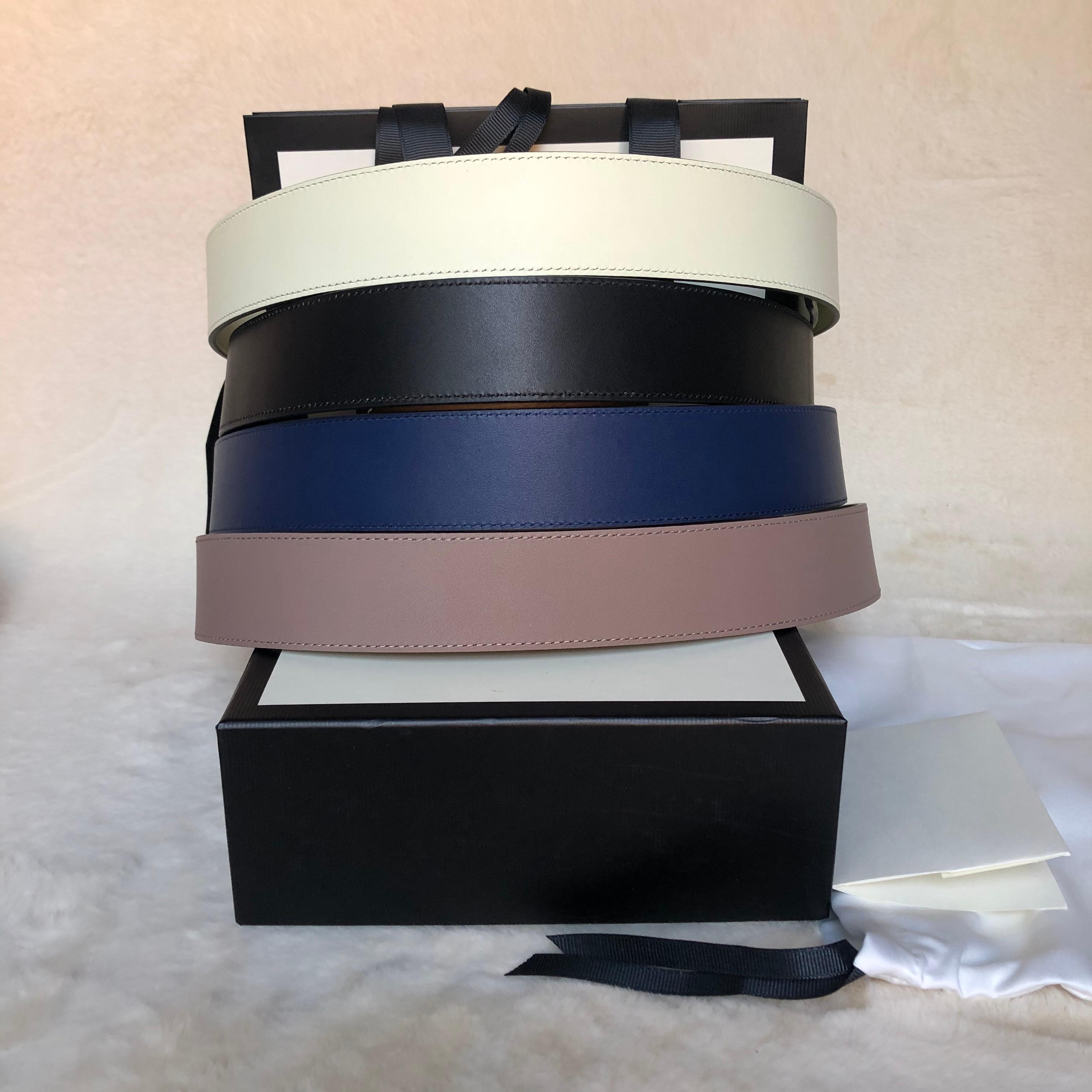 

Classic high quality 6 colors 3 widths genuine leather women belt with box men belts gold silver buckle, Black;brown