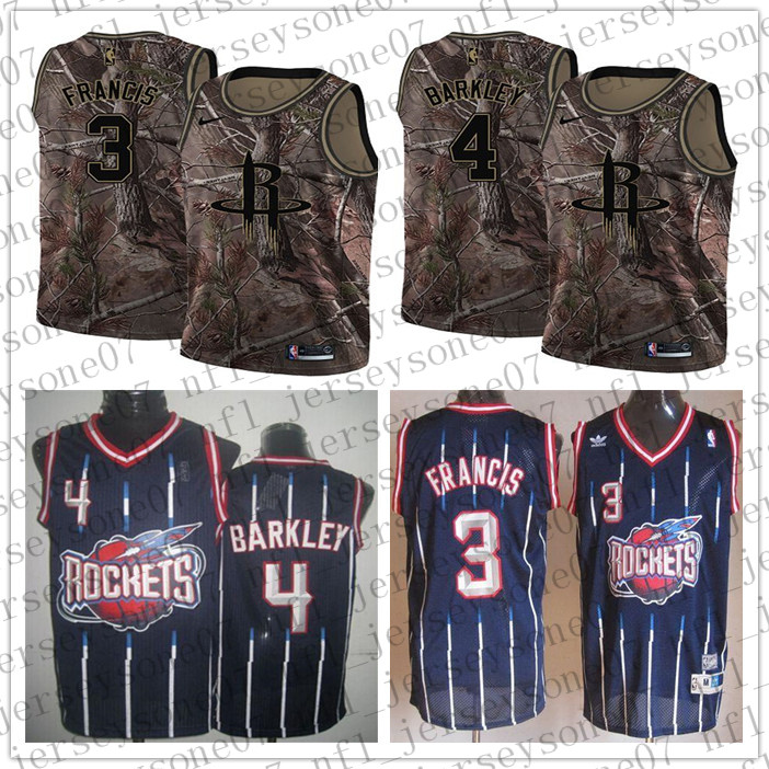

Custom Houston Mens women youth Rocketss 3 Steve Francis 4 Charles Barkley red white blue Basketball jersey