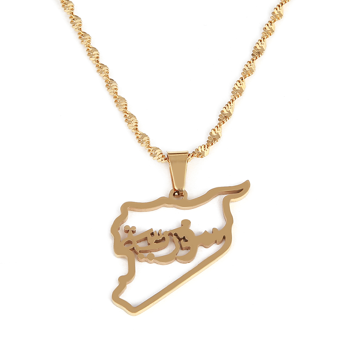 

Stainless Steel Gold Color Syria Map Pendant Necklaces Syrians Map Chain Jewelry