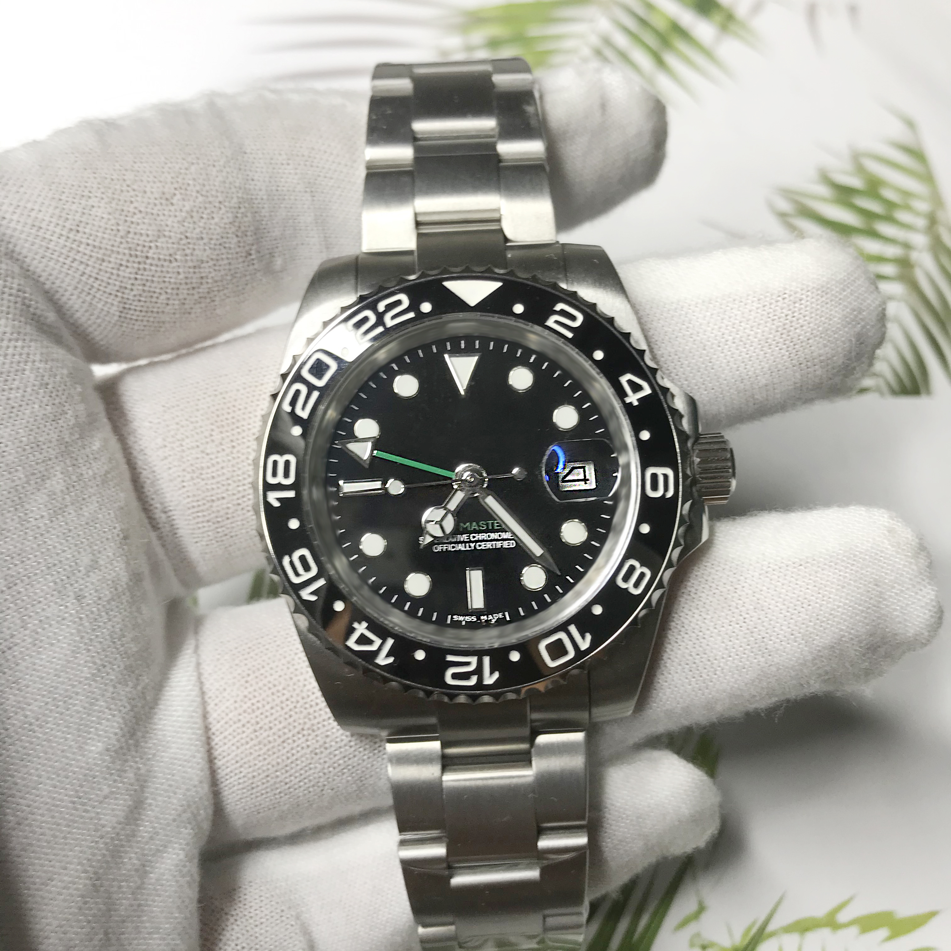 

Luxury High Quality mens Wristwatch Basel Black sapphire galss 904L Stainless Steel Watch 126600 Automatic movement GMT II Mens Watch, Box 3