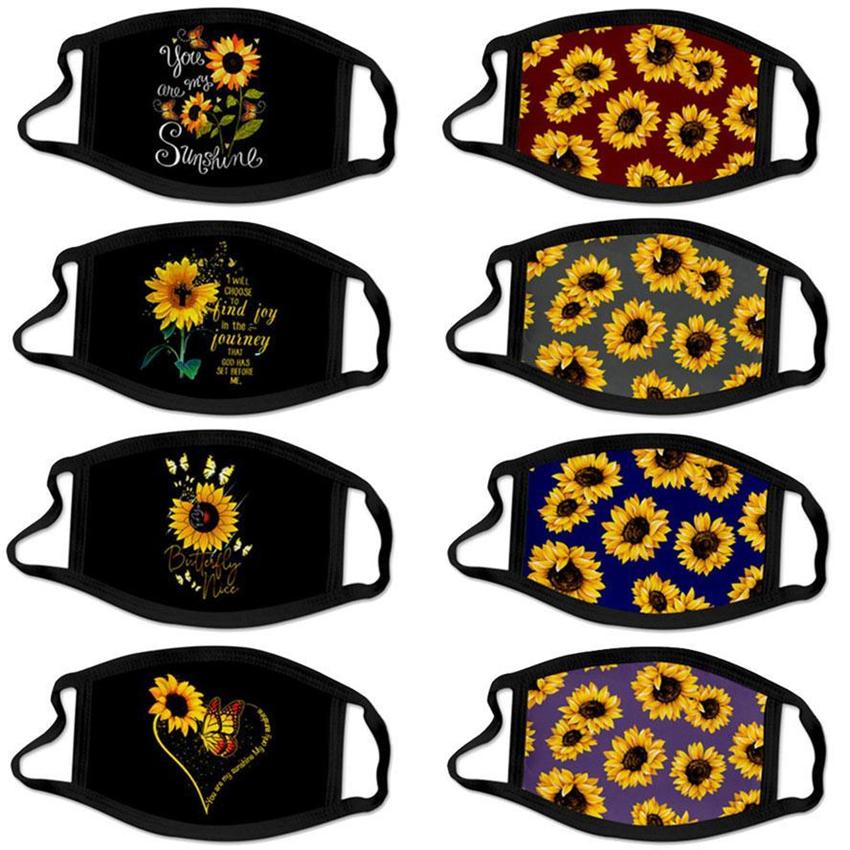 

US STOCK Fashion Face Party Mask Designer Sunflower 3D Digital Printing Cotton Mouth Masks Dustproof Anti-Haze Washable And Breathable