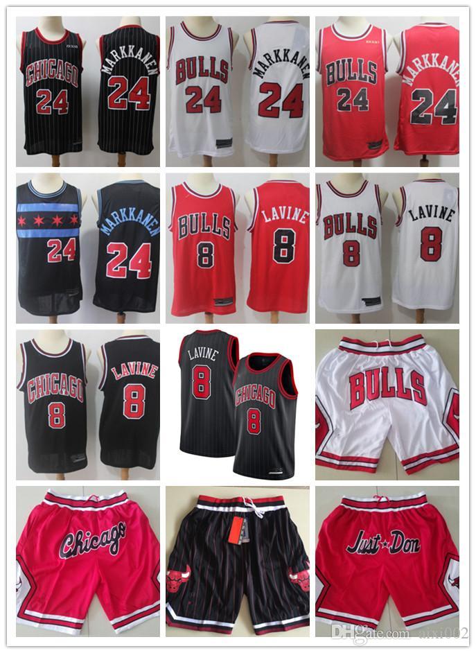

Mens Chicago Bulls Throwback jerseys 8 24 Zach LaVine Lauri Markkanen Basketball Shorts Black Basketball Jersey Red, Black;red