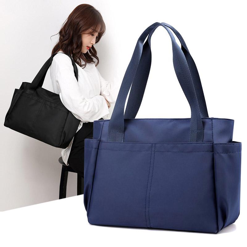 

Trend Casual A4 Lightweight Nylon Cloth Tote Bag Women's Shoulder Ladies Large Fabric Handbag For Women 2021 Hand Female Cross Body, Black