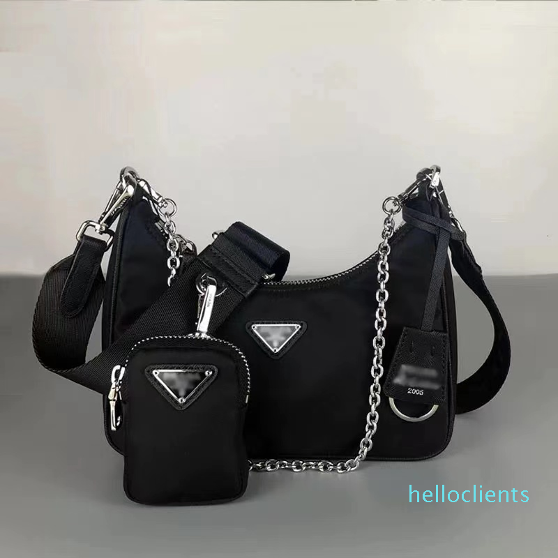 

2021 nylon Designers shoulder bags high quality leather tote handbag designer lady cross-body luxury chain bag totes, Black