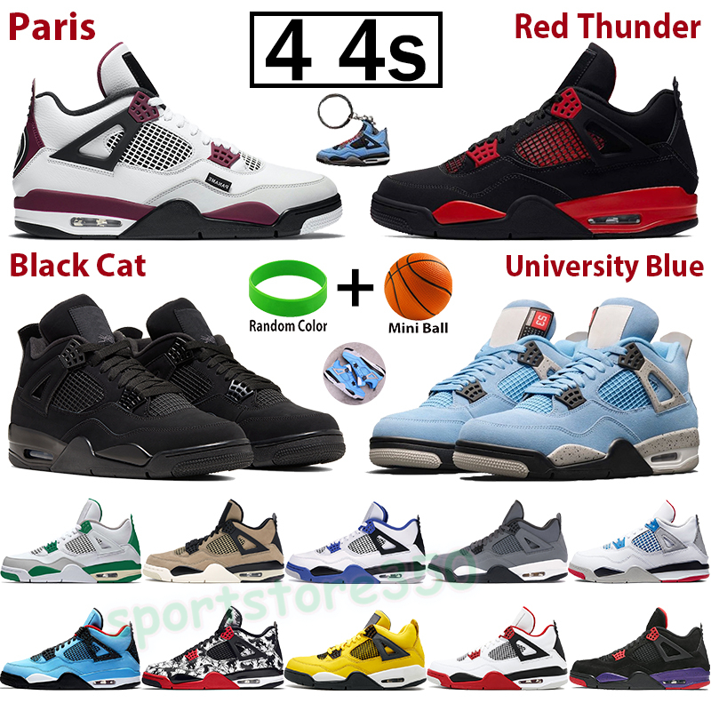

Top 4 university blue 4s basketball shoes black cat fire red men sneakers paris bred thunder se neon pine green metallic purple mens sports trainers, Bubble wrap packaging