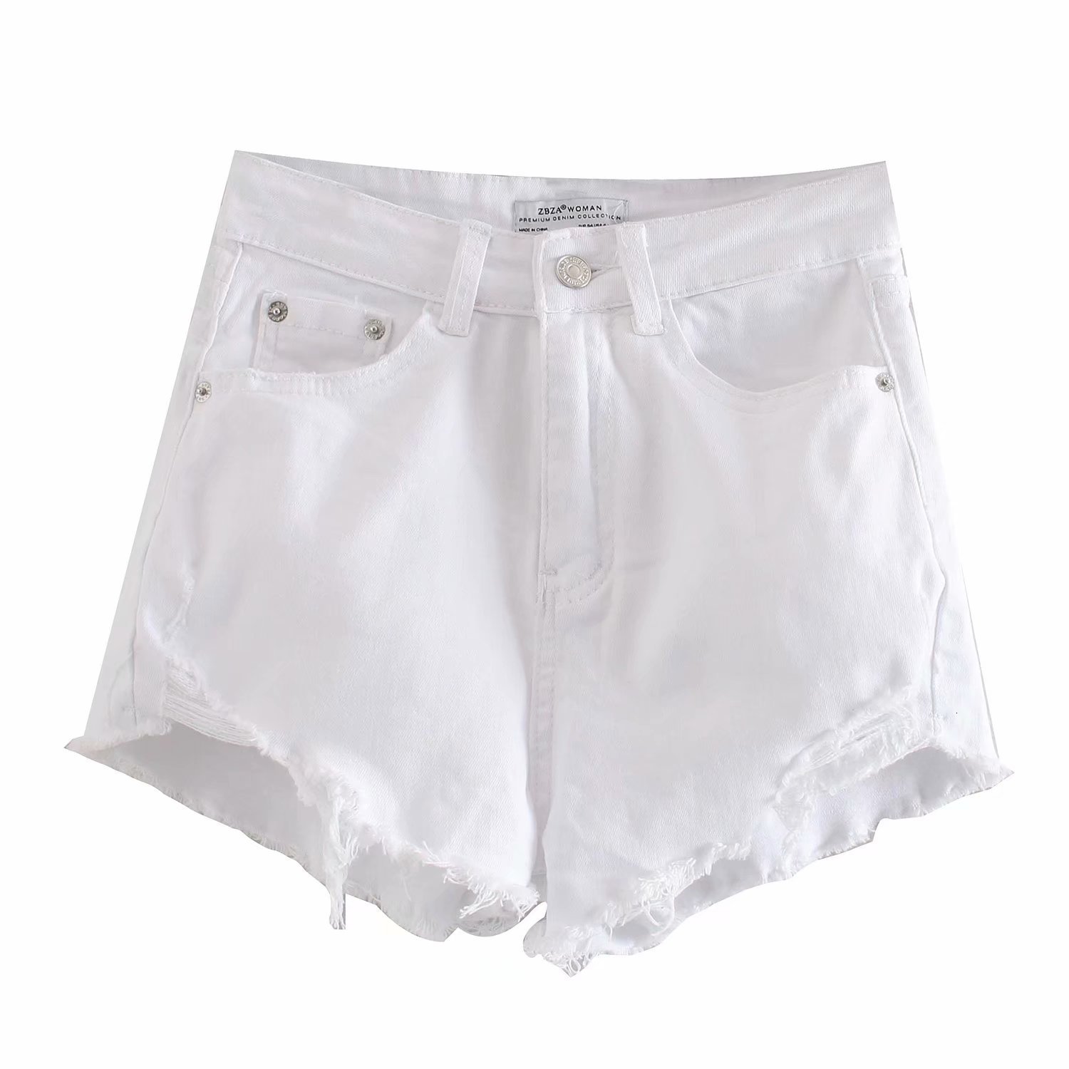 

Women's Women Summer Jeans Fashion Pocket Raw Ee High Waist Female Sexy Denim Shorts Trousers Nightclub Pants, White