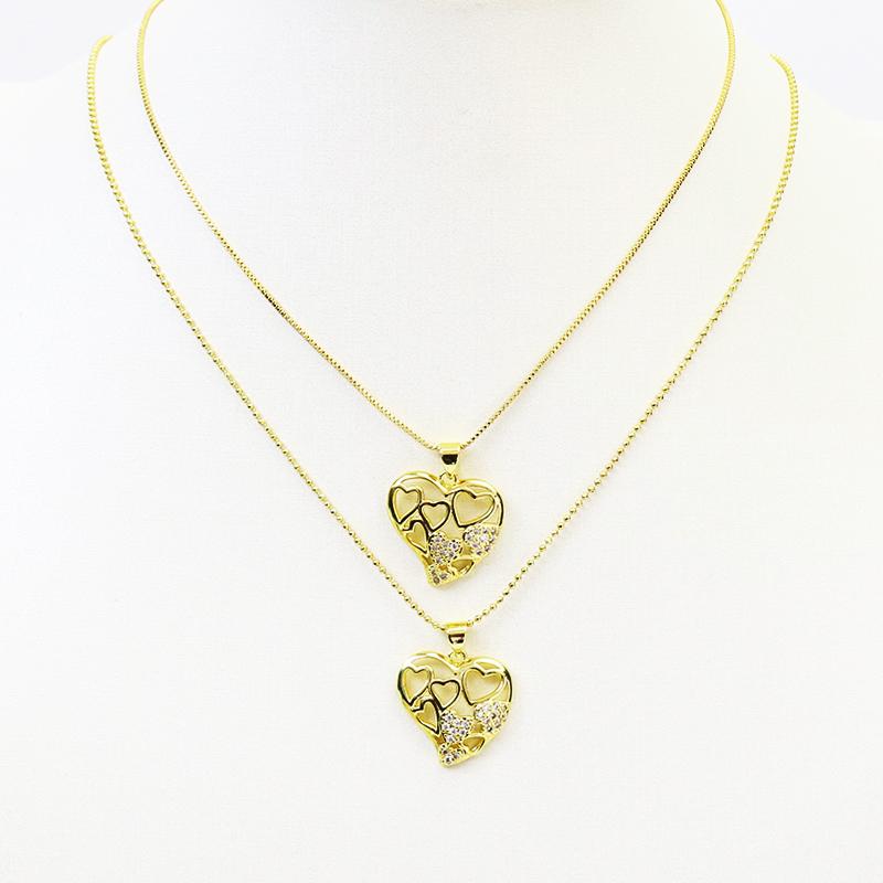 

Pendant Necklaces 10 Pcs Heart Charms Boxes Chains Necklace Accessories Zircon For Women Design 8293
