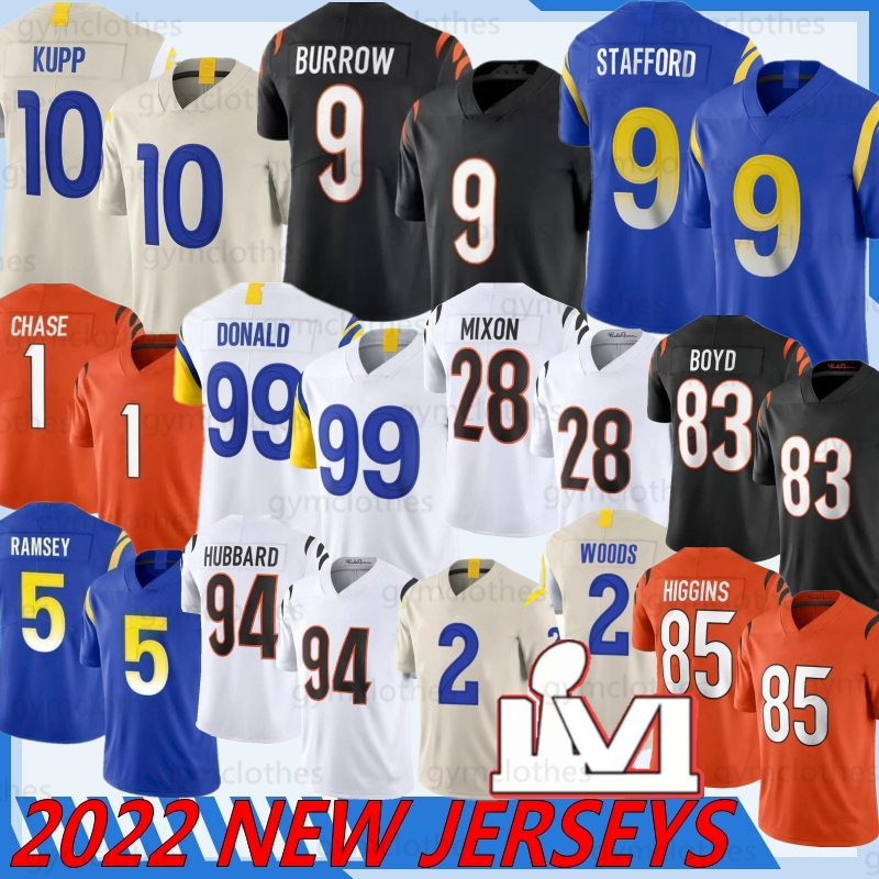 

Joe Burrow 10 Cooper Kupp Football Jerseys Joe Mixon Aaron Donald Matthew Stafford Robert Woods Jefferson Ramsey Boyd Ja'Marr Chase Higgins Hubbard men shirts jersey, Menghu