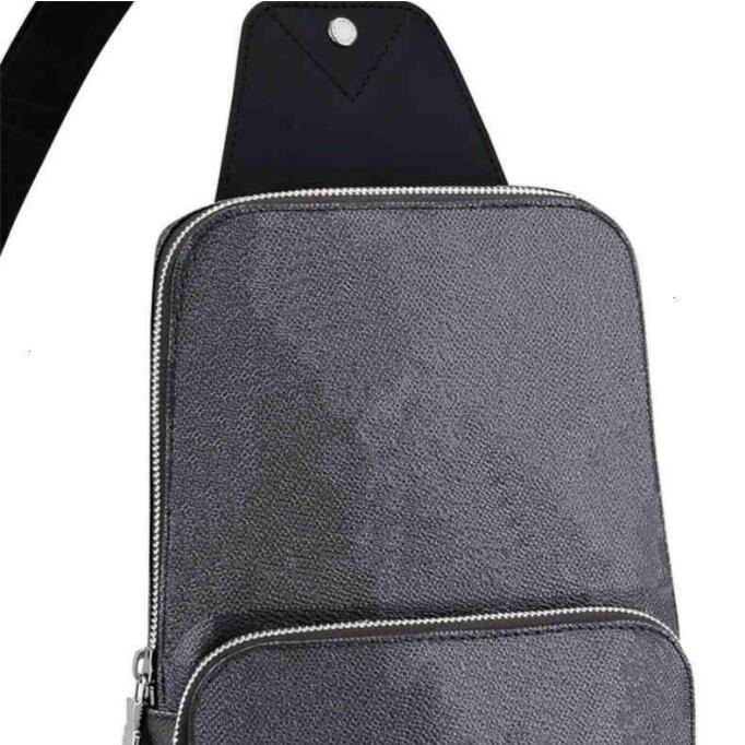

Luxury designer men's chest bag, one-shoulder dual-use smart shoulder strap design, double zipper closure, compact and fashionable M41719, Black plaid