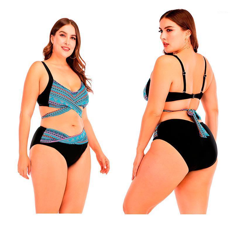 

2021Women Swimsuit Ladies Sexy Fashion Big Size Matching Tie-Dye Bandeau Bandage Bikini Set Push-Up Swimwear Beachwea Women's, Haze blue