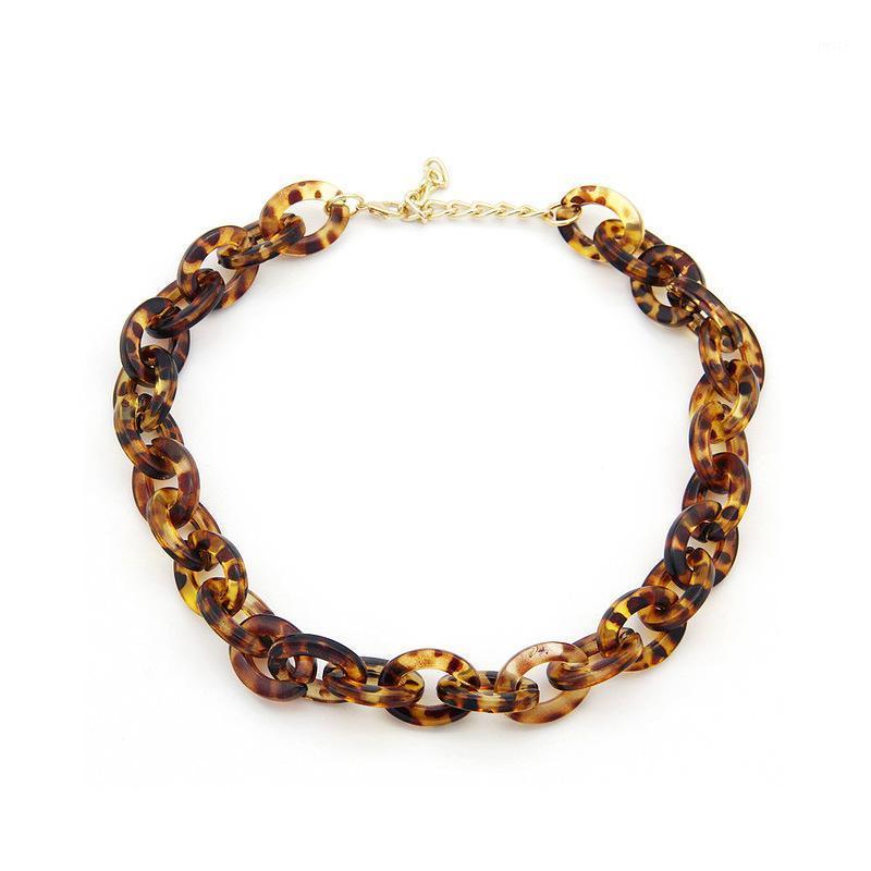 

Chains European And American Punk Leopard Print Acrylic Chain Necklace Multiple Colors Personality Jewelry Accessories For Women