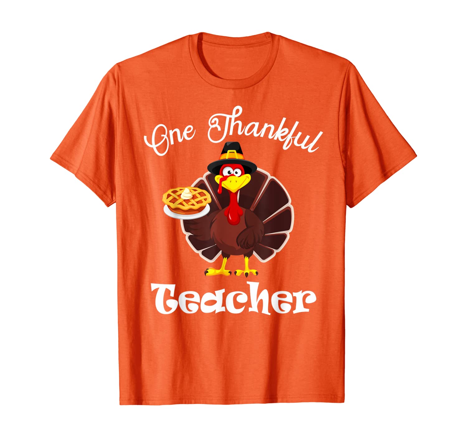 

One Thankful Teacher Thanksgiving T-Shirt, White;black