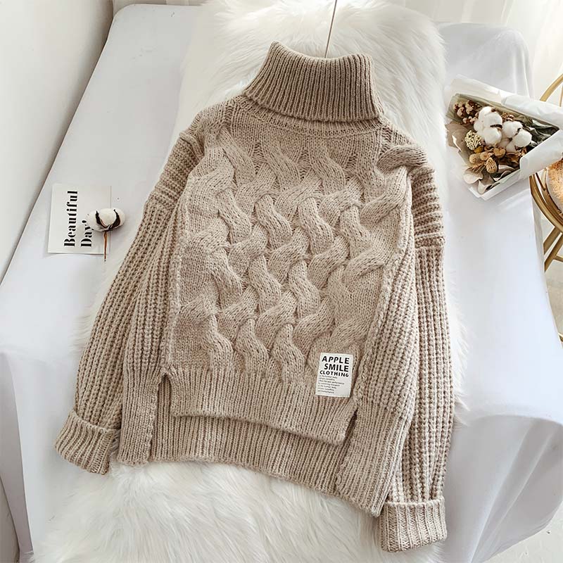 

EBAIHUI Womens Winter Sweaters Loose Oversized Solid Color Thi Crop Sweater Korean Fashion Harajuku Turtlene Pullovers, Gray