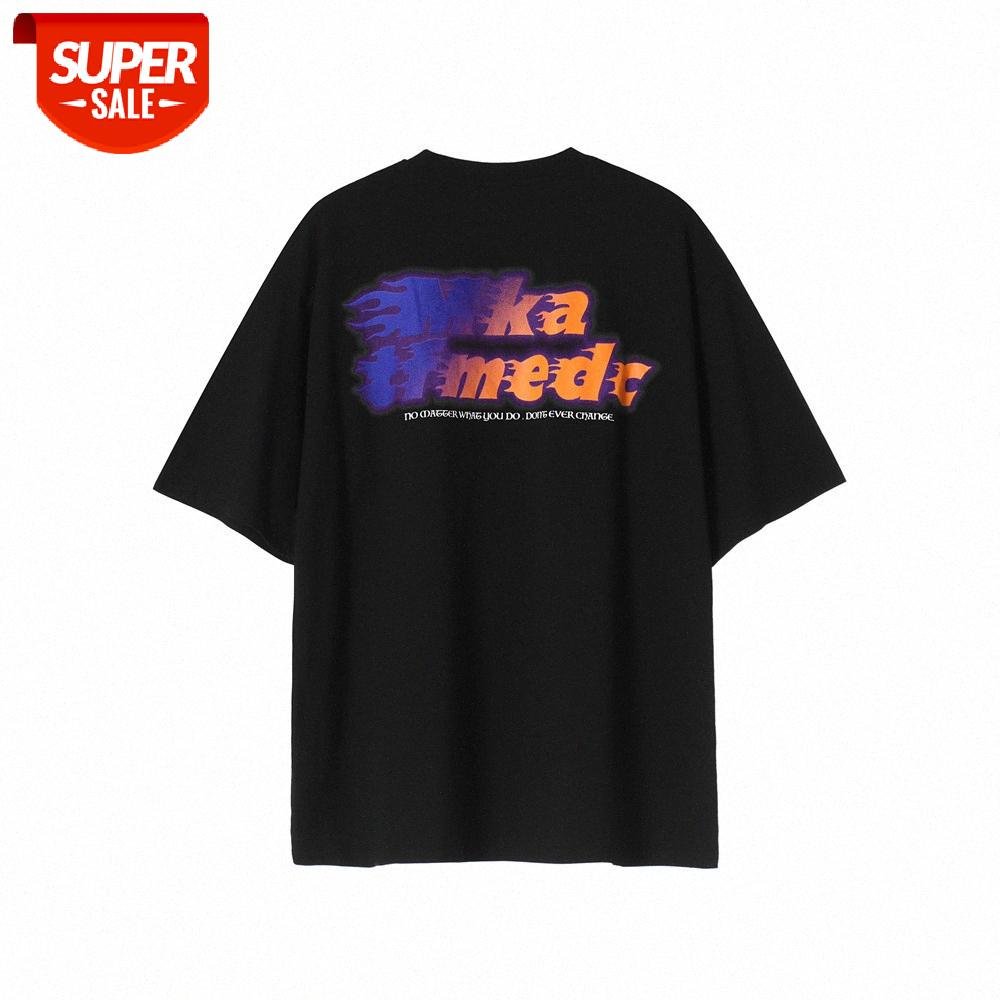 

American letter printed short-sleeved T-shirt men's lazy half-sleeved loose round neck five-point sleeves #6k4Z, White;black